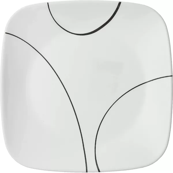 Corelle Vitrelle 18-Piece Service for 6 Dinnerware Set, Triple Layer Glass and Chip Resistant, Lightweight Square Plates and Bowls Set, Simple Sketch