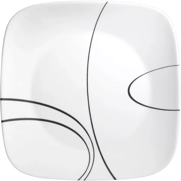 Corelle Vitrelle 18-Piece Service for 6 Dinnerware Set, Triple Layer Glass and Chip Resistant, Lightweight Square Plates and Bowls Set, Simple Sketch