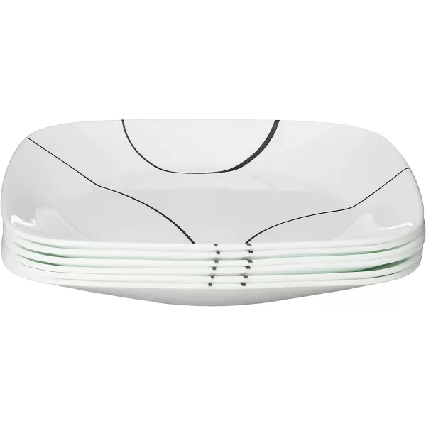 Corelle Vitrelle 18-Piece Service for 6 Dinnerware Set, Triple Layer Glass and Chip Resistant, Lightweight Square Plates and Bowls Set, Simple Sketch