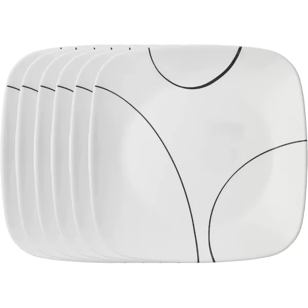 Corelle Vitrelle 18-Piece Service for 6 Dinnerware Set, Triple Layer Glass and Chip Resistant, Lightweight Square Plates and Bowls Set, Simple Sketch