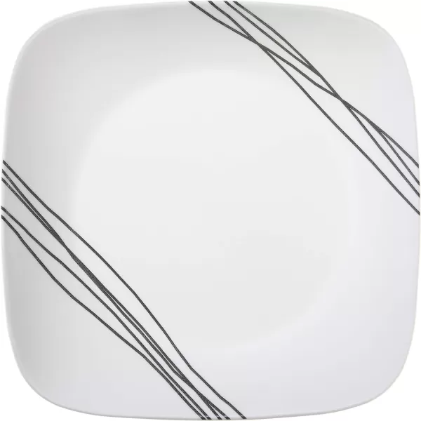 Corelle Vitrelle 18-Piece Service for 6 Dinnerware Set, Triple Layer Glass and Chip Resistant, Lightweight Square Plates and Bowls Set, Simple Sketch