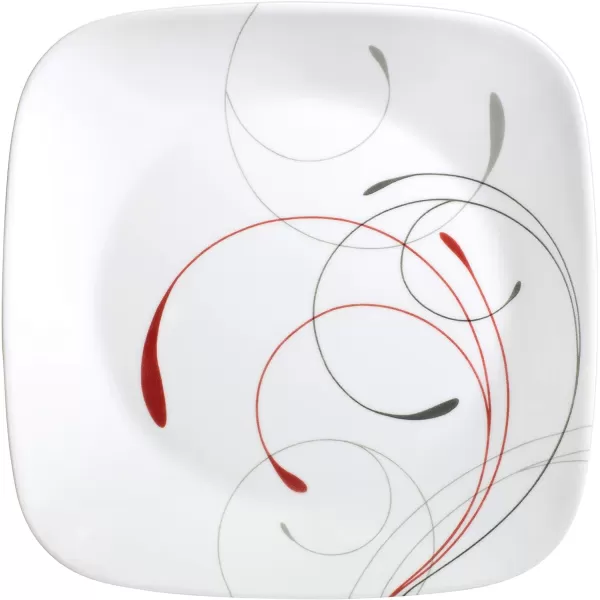 Corelle Vitrelle 18-Piece Service for 6 Dinnerware Set, Triple Layer Glass and Chip Resistant, Lightweight Square Plates and Bowls Set, Simple Sketch