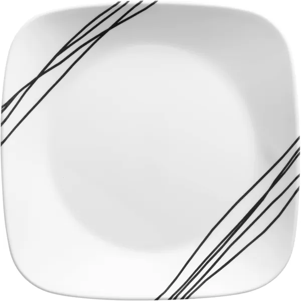 Corelle Vitrelle 18-Piece Service for 6 Dinnerware Set, Triple Layer Glass and Chip Resistant, Lightweight Square Plates and Bowls Set, Simple Sketch