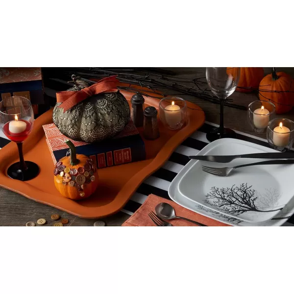 Corelle Vitrelle 18-Piece Service for 6 Dinnerware Set, Triple Layer Glass and Chip Resistant, Lightweight Square Plates and Bowls Set, Simple Sketch
