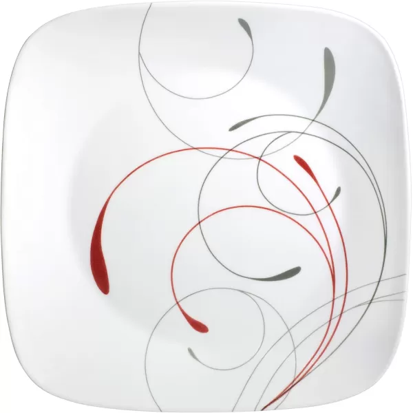 Corelle Vitrelle 18-Piece Service for 6 Dinnerware Set, Triple Layer Glass and Chip Resistant, Lightweight Square Plates and Bowls Set, Simple Sketch