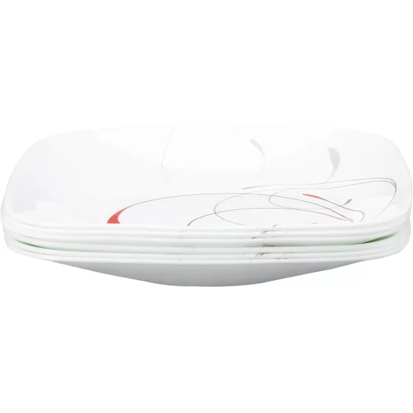 Corelle Vitrelle 18-Piece Service for 6 Dinnerware Set, Triple Layer Glass and Chip Resistant, Lightweight Square Plates and Bowls Set, Simple Sketch