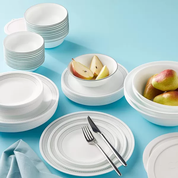 Corelle Vitrelle 78-Piece Service for 12 Dinnerware Set, Triple Layer Glass and Chip Resistant, Lightweight Round Plates and Bowls Set, Splendor