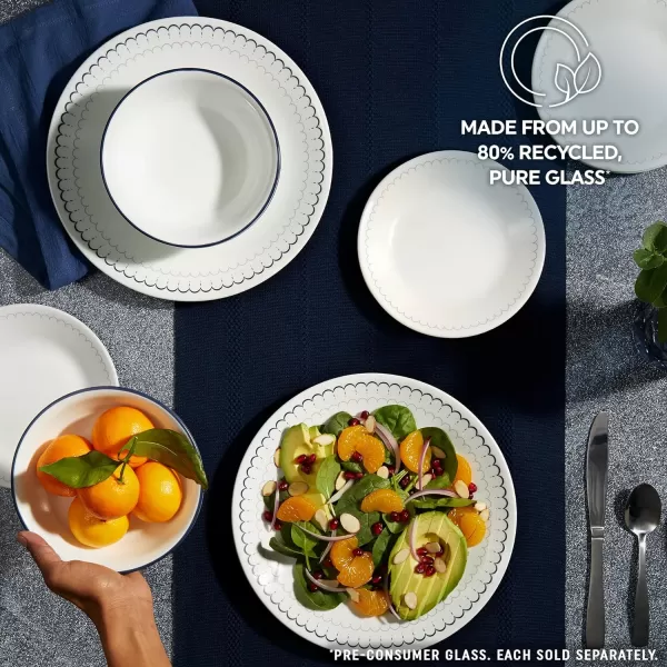 Corelle Vitrelle 8-Piece Appetizer Plates Set, Triple Layer Glass and Chip Resistant, Lightweight Round 6-3/4-inch Plates, Country Cottage