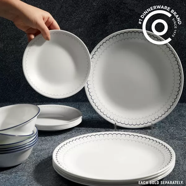 Corelle Vitrelle 8-Piece Appetizer Plates Set, Triple Layer Glass and Chip Resistant, Lightweight Round 6-3/4-inch Plates, Country Cottage