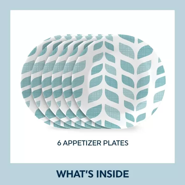Corelle Vitrelle 8-Piece Appetizer Plates Set, Triple Layer Glass and Chip Resistant, Lightweight Round 6-3/4-inch Plates, Country Cottage