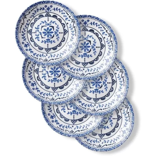 Corelle Vitrelle 8-Piece Appetizer Plates Set, Triple Layer Glass and Chip Resistant, Lightweight Round 6-3/4-inch Plates, Country Cottage