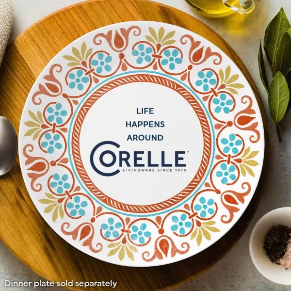 Corelle Vitrelle 8-Piece Appetizer Plates Set, Triple Layer Glass and Chip Resistant, Lightweight Round 6-3/4-inch Plates, Country Cottage