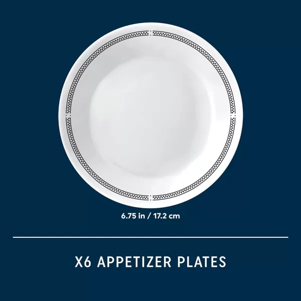Corelle Vitrelle 8-Piece Appetizer Plates Set, Triple Layer Glass and Chip Resistant, Lightweight Round 6-3/4-inch Plates, Country Cottage