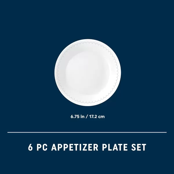 Corelle Vitrelle 8-Piece Appetizer Plates Set, Triple Layer Glass and Chip Resistant, Lightweight Round 6-3/4-inch Plates, Country Cottage