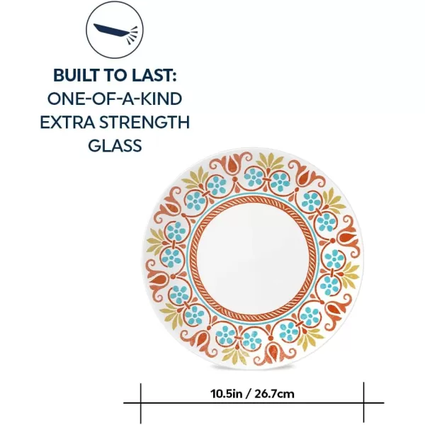 Corelle Vitrelle 8-Piece Dinner Plates Set, Triple Layer Glass and Chip Resistant, Lightweight Round , Country Cottage