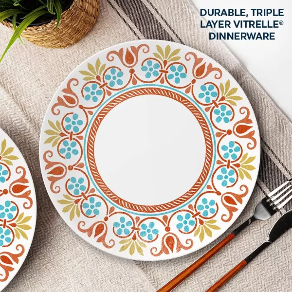 Corelle Vitrelle 8-Piece Dinner Plates Set, Triple Layer Glass and Chip Resistant, Lightweight Round , Country Cottage
