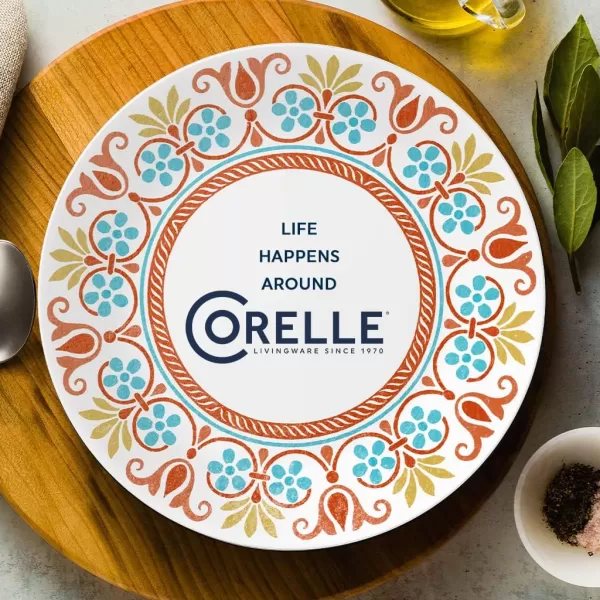 Corelle Vitrelle 8-Piece Dinner Plates Set, Triple Layer Glass and Chip Resistant, Lightweight Round , Country Cottage