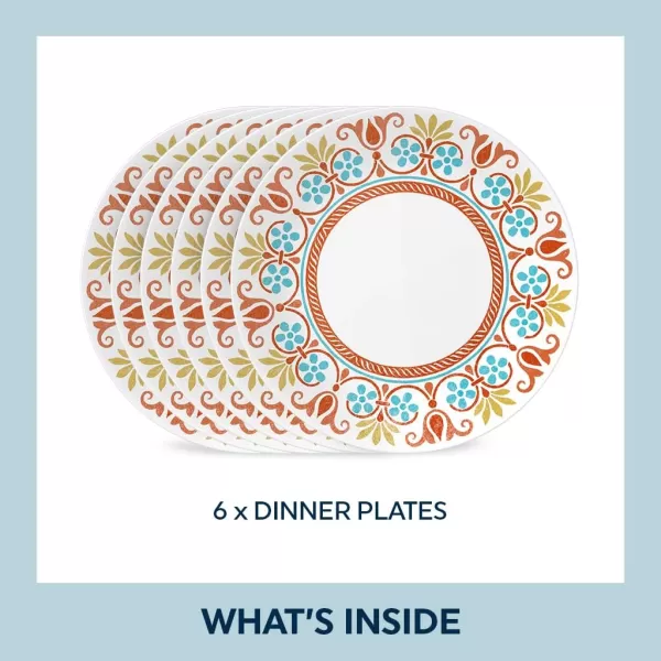 Corelle Vitrelle 8-Piece Dinner Plates Set, Triple Layer Glass and Chip Resistant, Lightweight Round , Country Cottage