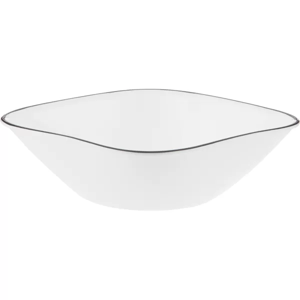 Corelle Vitrelle  Cereal Soup Bowls, Triple Layer Glass and Chip Resistant, Lightweight Square Dinnerware Bowl Set, Splendor, Black Banded, 6-Piece