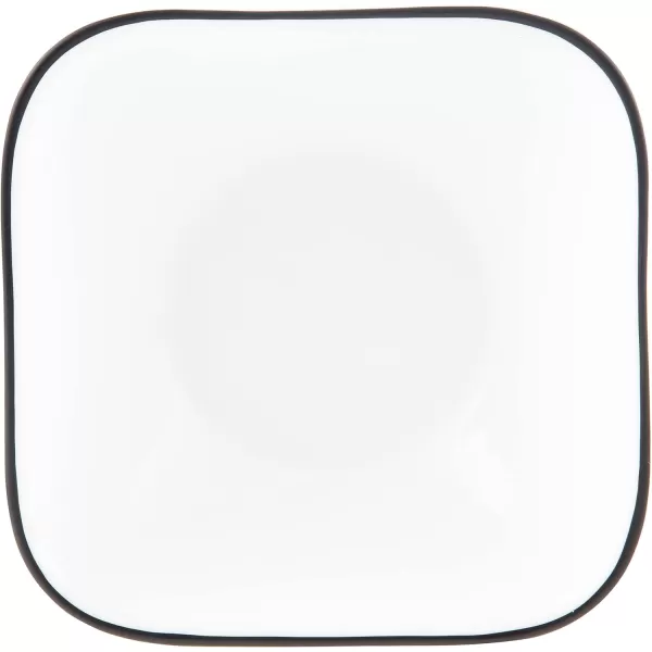 Corelle Vitrelle  Cereal Soup Bowls, Triple Layer Glass and Chip Resistant, Lightweight Square Dinnerware Bowl Set, Splendor, Black Banded, 6-Piece