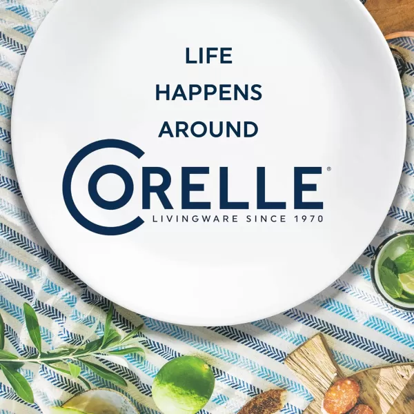 Corelle Vitrelle  Cereal Soup Bowls, Triple Layer Glass and Chip Resistant, Lightweight Square Dinnerware Bowl Set, Splendor, Black Banded, 6-Piece