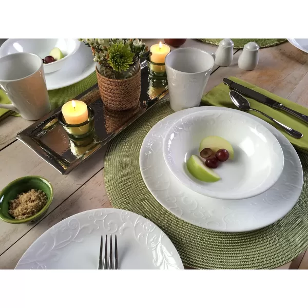 Corelle Vitrelle Glass Dinnerware Set, Chip &amp; Crack Resistant Triple Layer Glass, 4-PC Dinner Plates, Northern Pines