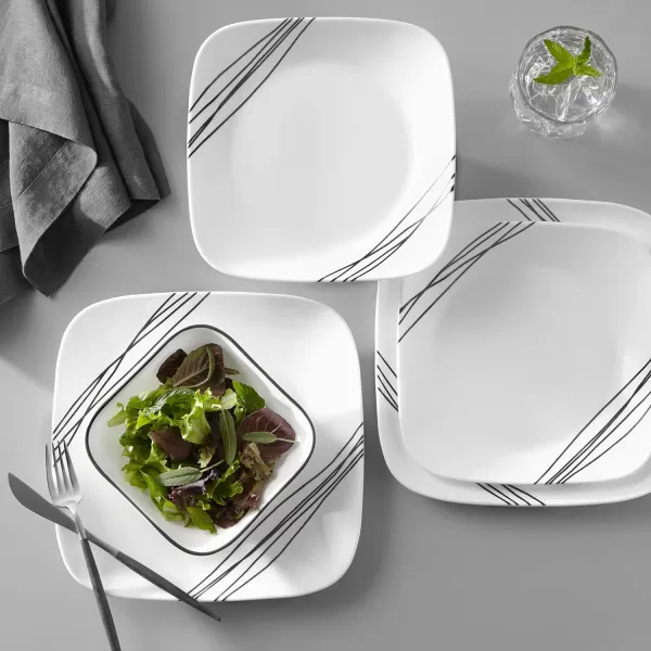 Corelle Vitrelle Glass Dinnerware Set, Chip &amp; Crack Resistant Triple Layer Glass, 4-PC Dinner Plates, Northern Pines