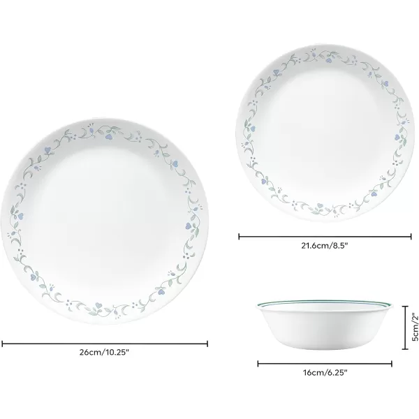 Corelle Vitrelle Glass Dinnerware Set, Chip &amp; Crack Resistant Triple Layer Glass, 4-PC Dinner Plates, Northern Pines