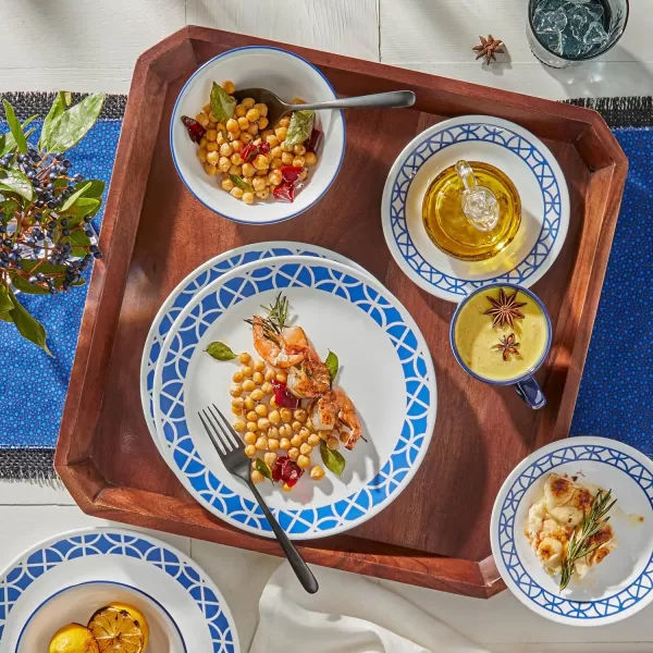 Corelle Vitrelle Glass Dinnerware Set, Chip &amp; Crack Resistant Triple Layer Glass, 4-PC Dinner Plates, Northern Pines