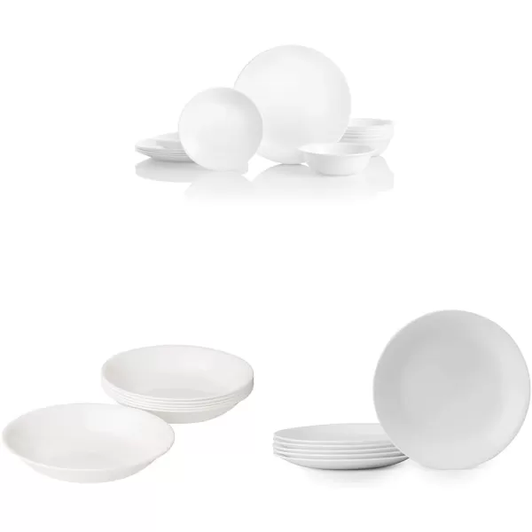 Corelle Vitrelle Glass Dinnerware Set, Chip &amp; Crack Resistant Triple Layer Glass, 4-PC Dinner Plates, Northern Pines