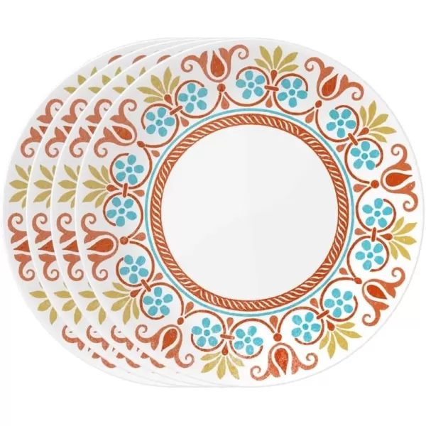 Corelle Vitrelle Glass Dinnerware Set, Chip &amp; Crack Resistant Triple Layer Glass, 4-PC Dinner Plates, Northern Pines
