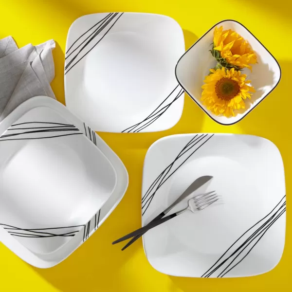 Corelle Vitrelle Glass Dinnerware Set, Chip &amp; Crack Resistant Triple Layer Glass, 4-PC Dinner Plates, Northern Pines