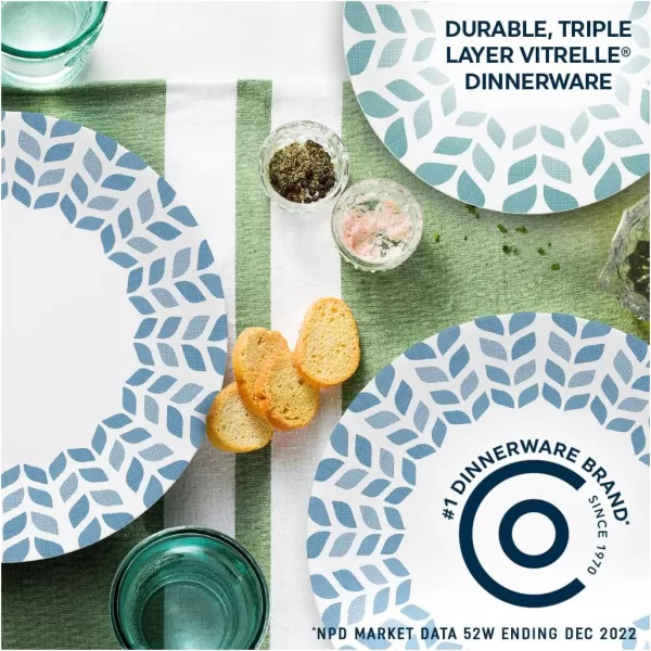 Corelle Vitrelle Glass Dinnerware Set, Chip &amp; Crack Resistant Triple Layer Glass, 4-PC Dinner Plates, Northern Pines