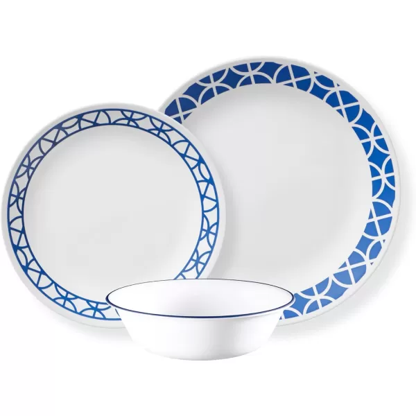 Corelle Vitrelle Glass Dinnerware Set, Chip &amp; Crack Resistant Triple Layer Glass, 4-PC Dinner Plates, Northern Pines
