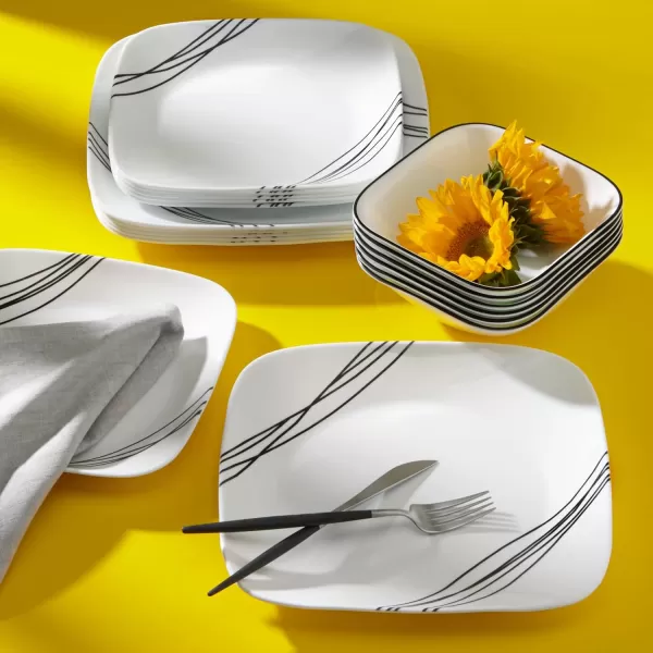 Corelle Vitrelle Glass Dinnerware Set, Chip &amp; Crack Resistant Triple Layer Glass, 4-PC Dinner Plates, Northern Pines