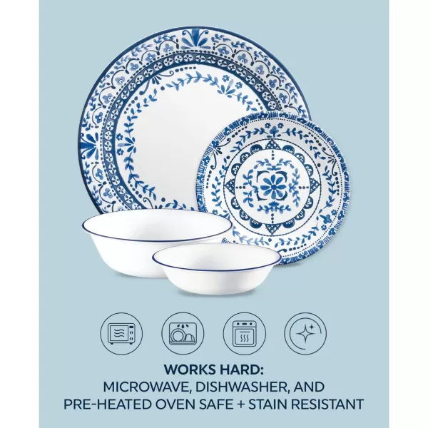 Corelle Vitrelle Glass Dinnerware Set, Chip &amp; Crack Resistant Triple Layer Glass, 4-PC Dinner Plates, Northern Pines
