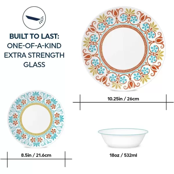 Corelle Vitrelle Glass Dinnerware Set, Chip &amp; Crack Resistant Triple Layer Glass, 4-PC Dinner Plates, Northern Pines