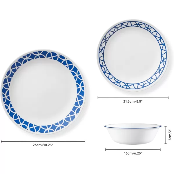 Corelle Vitrelle Glass Dinnerware Set, Chip &amp; Crack Resistant Triple Layer Glass, 4-PC Dinner Plates, Northern Pines