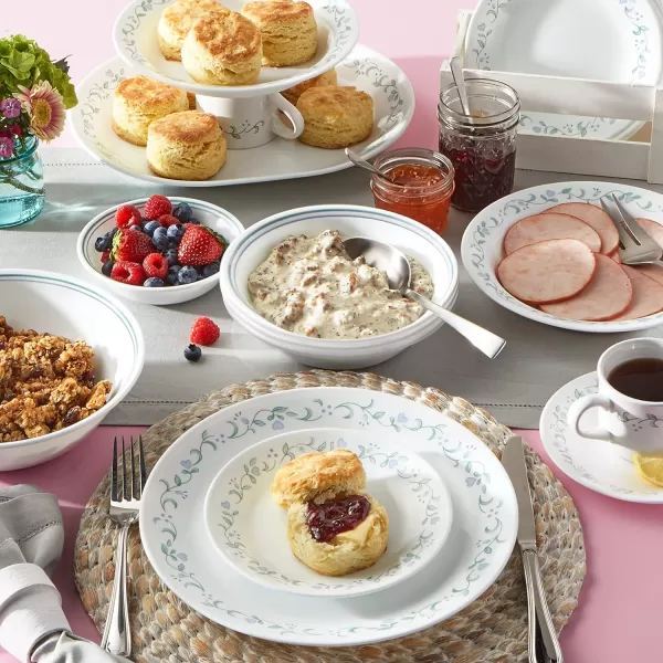 Corelle Vitrelle Glass Dinnerware Set, Chip &amp; Crack Resistant Triple Layer Glass, 4-PC Dinner Plates, Northern Pines