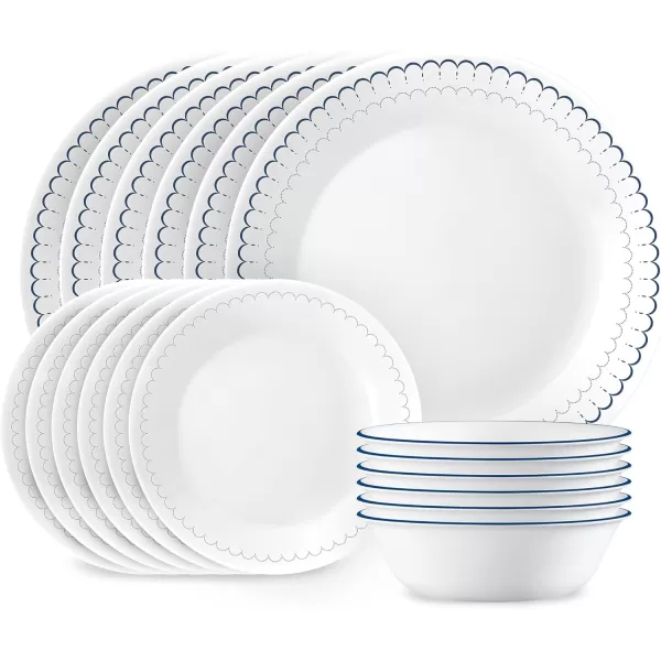 Corelle Vitrelle Glass Dinnerware Set, Chip &amp; Crack Resistant Triple Layer Glass, 4-PC Dinner Plates, Northern Pines