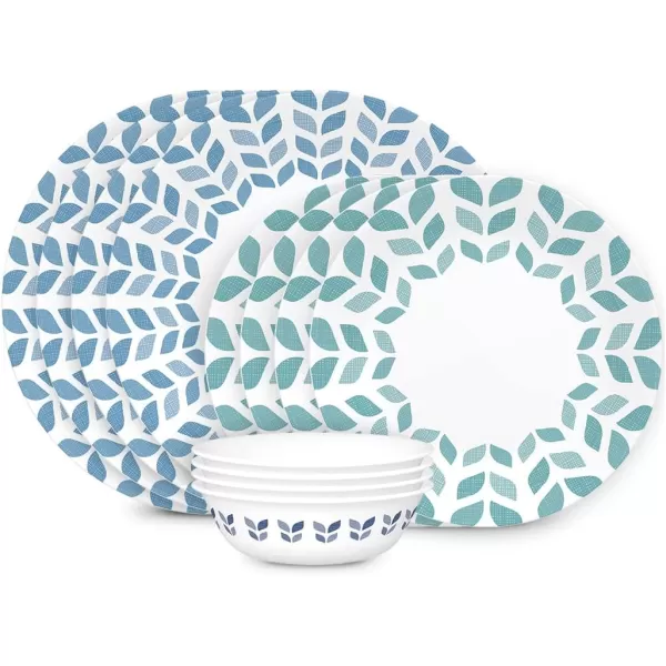 Corelle Vitrelle Glass Dinnerware Set, Chip &amp; Crack Resistant Triple Layer Glass, 4-PC Dinner Plates, Northern Pines