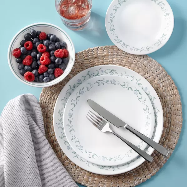 Corelle Vitrelle Glass Dinnerware Set, Chip &amp; Crack Resistant Triple Layer Glass, 4-PC Dinner Plates, Northern Pines