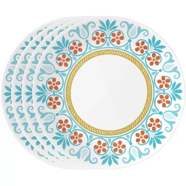 Corelle Vitrelle Glass Dinnerware Set, Chip &amp; Crack Resistant Triple Layer Glass, 4-PC Dinner Plates, Northern Pines