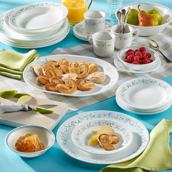 Corelle Vitrelle Glass Dinnerware Set, Chip &amp; Crack Resistant Triple Layer Glass, 4-PC Dinner Plates, Northern Pines
