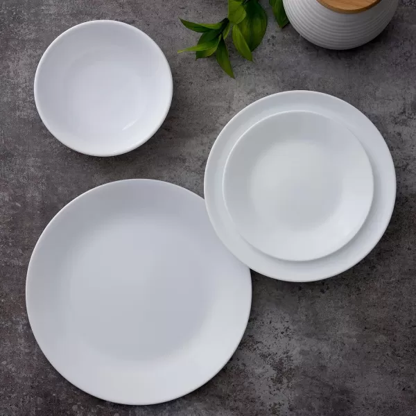 Corelle Vitrelle Glass Dinnerware Set, Chip &amp; Crack Resistant Triple Layer Glass, 4-PC Dinner Plates, Northern Pines