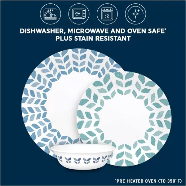 Corelle Vitrelle Glass Dinnerware Set, Chip &amp; Crack Resistant Triple Layer Glass, 4-PC Dinner Plates, Northern Pines