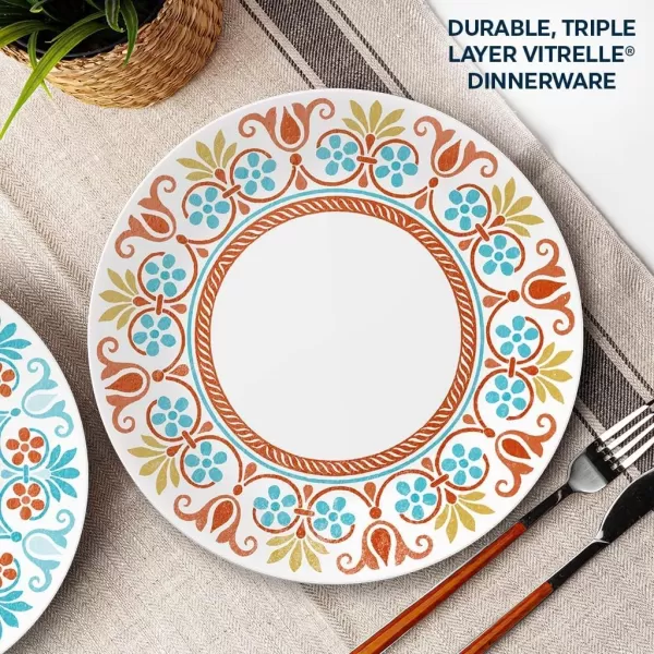 Corelle Vitrelle Glass Dinnerware Set, Chip &amp; Crack Resistant Triple Layer Glass, 4-PC Dinner Plates, Northern Pines