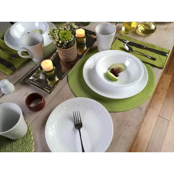 Corelle Vitrelle Glass Dinnerware Set, Chip &amp; Crack Resistant Triple Layer Glass, 4-PC Dinner Plates, Northern Pines
