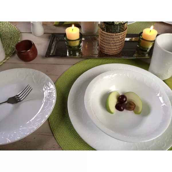 Corelle Vitrelle Glass Dinnerware Set, Chip &amp; Crack Resistant Triple Layer Glass, 4-PC Dinner Plates, Northern Pines