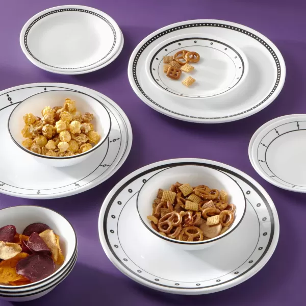 Corelle Vitrelle Glass Dinnerware Set, Chip &amp; Crack Resistant Triple Layer Glass, 4-PC Dinner Plates, Northern Pines